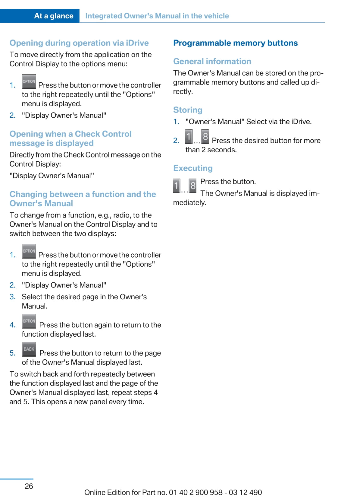 2012 BMW X3 Owner's Manual | English