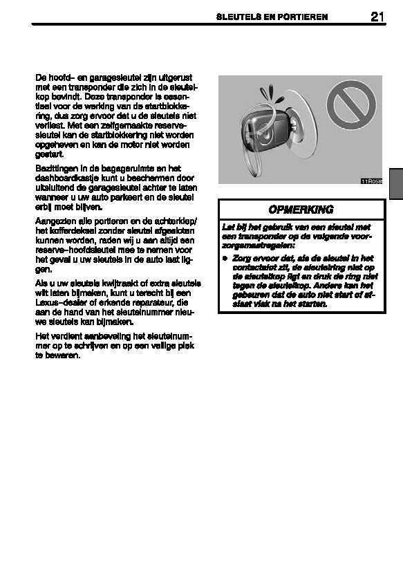 2004-2005 Lexus IS200/IS300 Bedienungsanleitung | Niederländisch