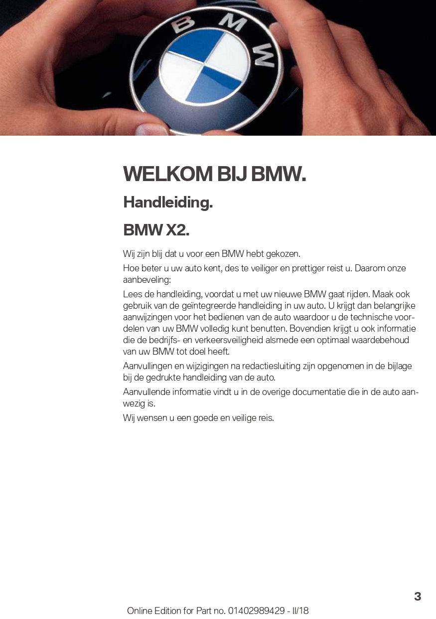 2018 BMW X2 Gebruikershandleiding | Nederlands