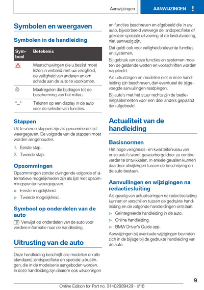 2018 BMW X2 Owner's Manual | Dutch