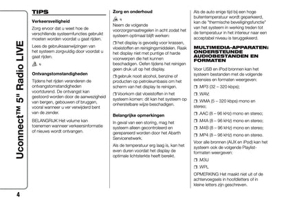 2017-2018 Abarth 500/595/695 Uconnect 5.0 Radio Infotainment Manual | Dutch