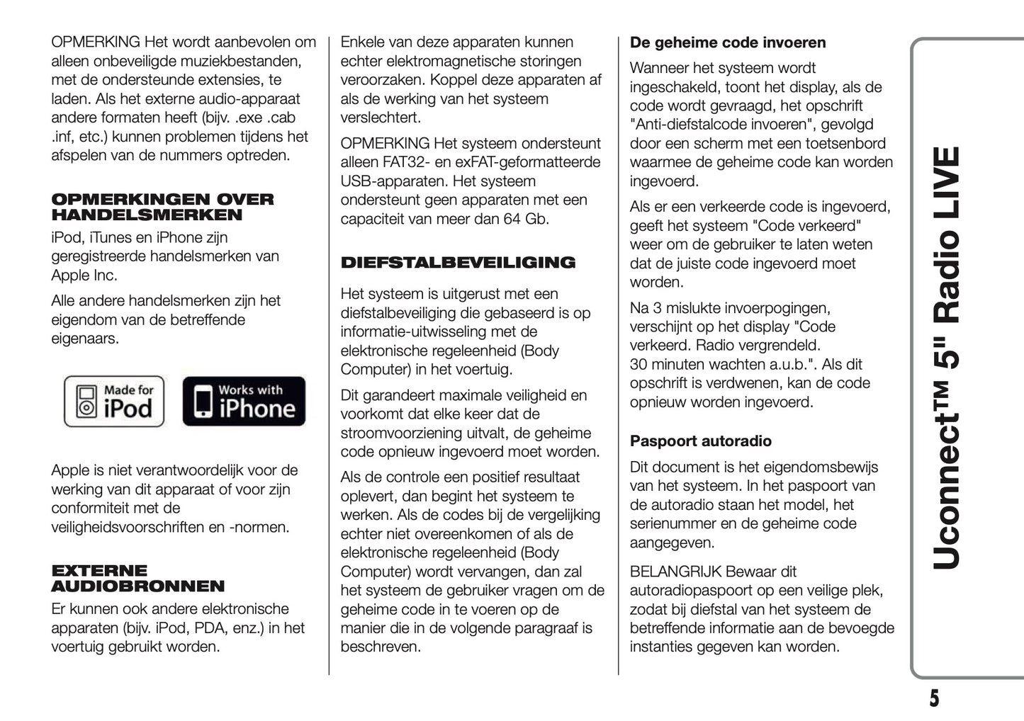 2017-2018 Abarth 500/595/695 Uconnect 5.0 Radio Infotainment Manual | Dutch