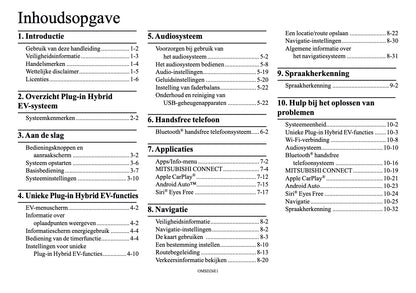 2026 Mitsubishi Outlander PHEV Smartphone Link Display Audio Manual | Dutch