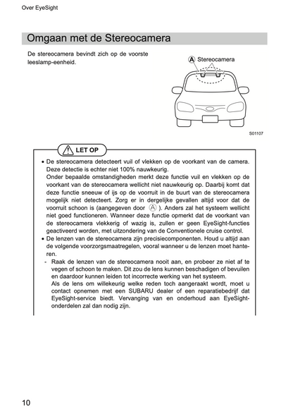 2019 Subaru XV EyeSight Supplement Manual | Dutch