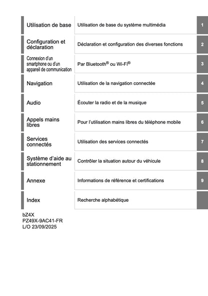 2025-2026 Toyota bZ4X Manuel d'Infotainment | Français