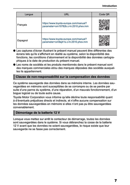 2025-2026 Toyota C-HR HEV/PHEV Manuel de Navigation | Français