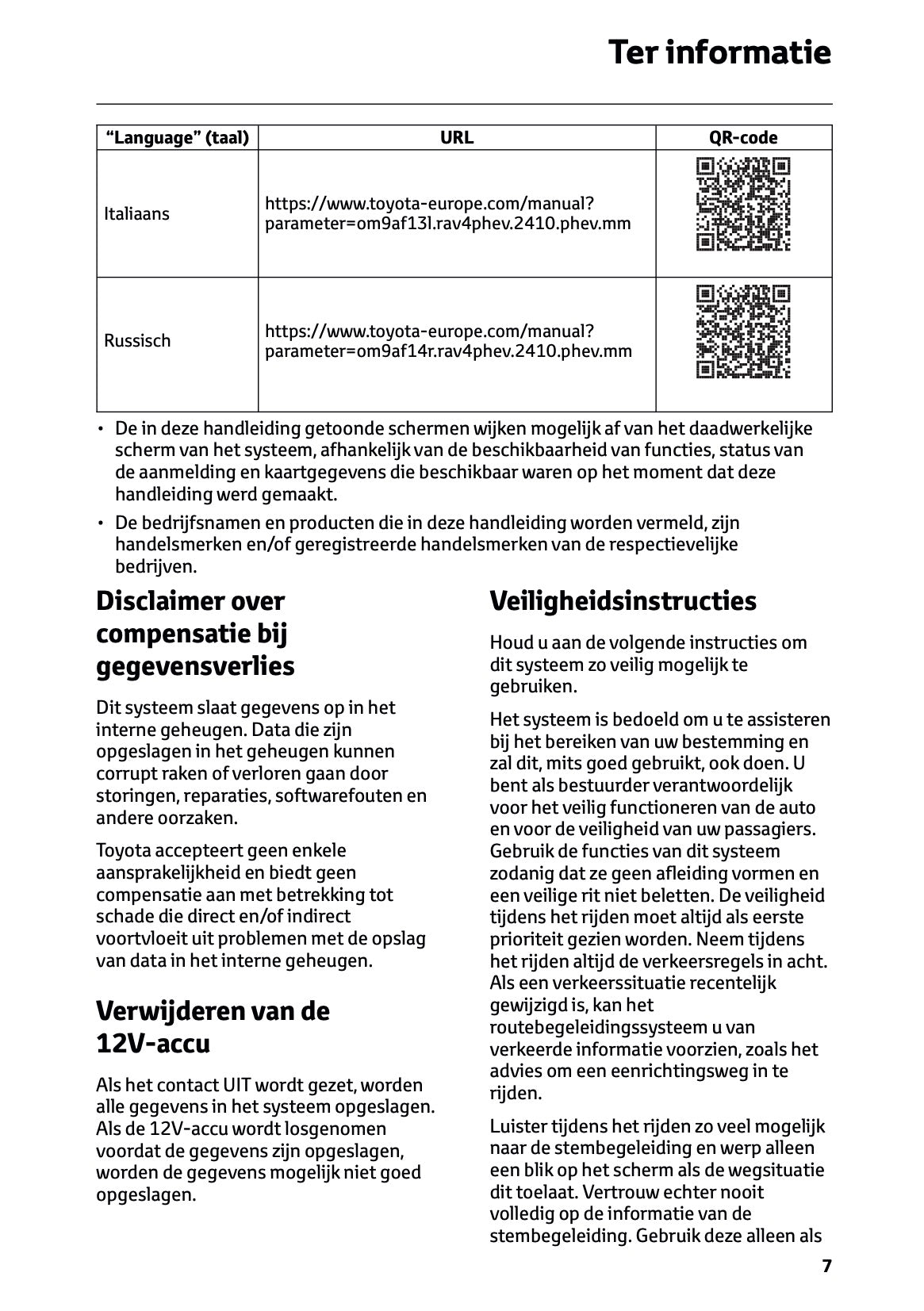 2024-2025 Toyota RAV4 Plug-in-Hybrid Navigation Manual | Dutch