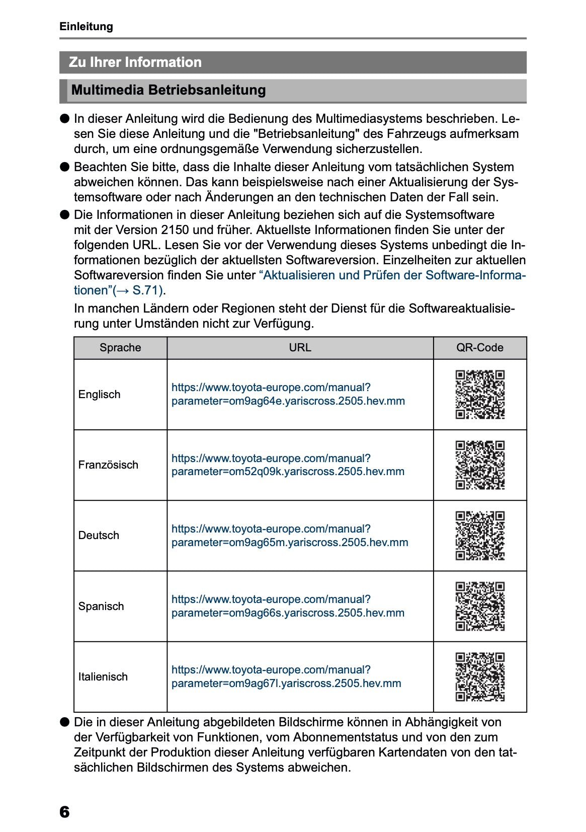 2025 Toyota Yaris Cross Hybrid Navigation Manual | German