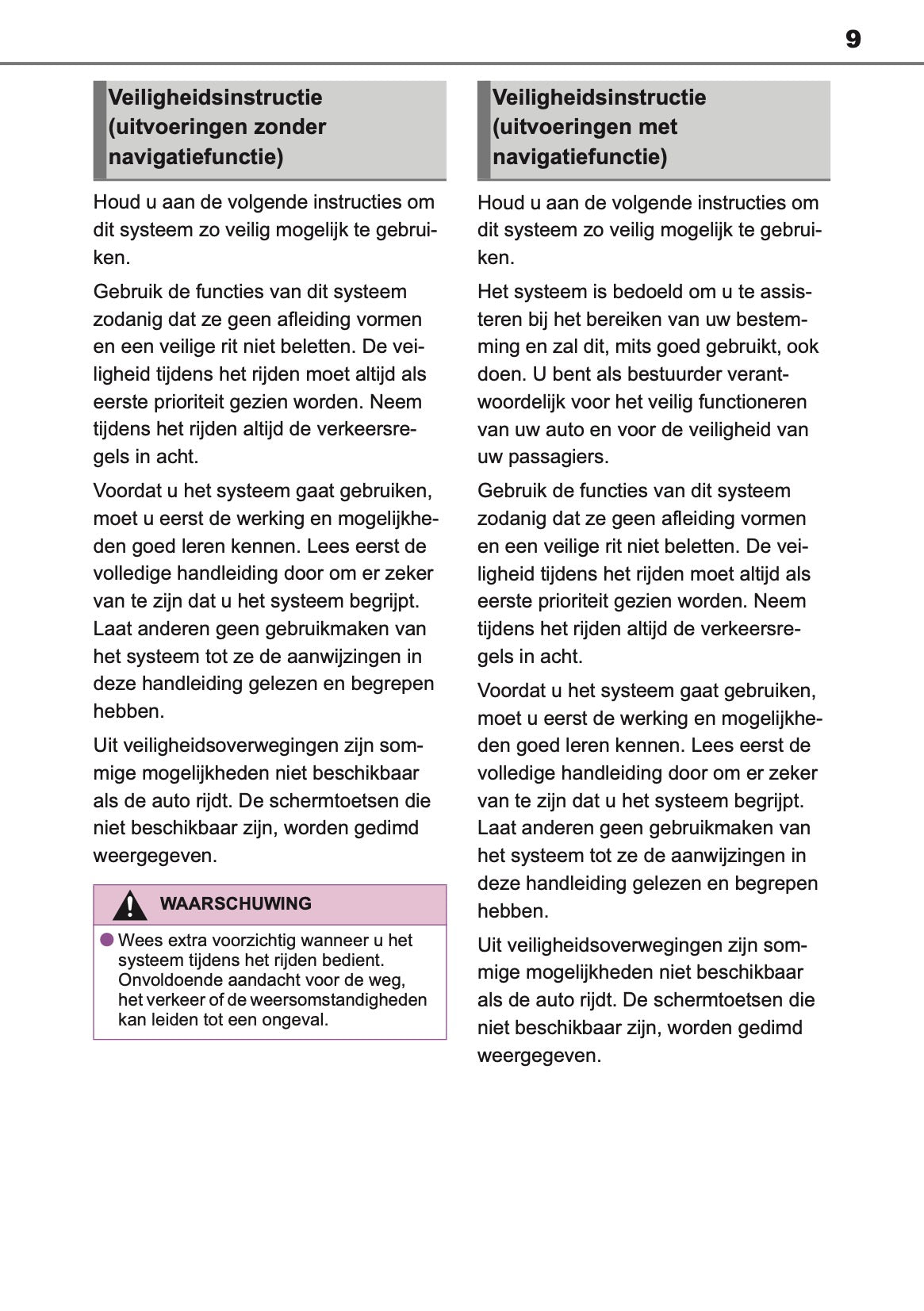 2021 Toyota Yaris Navigation Manual | Dutch