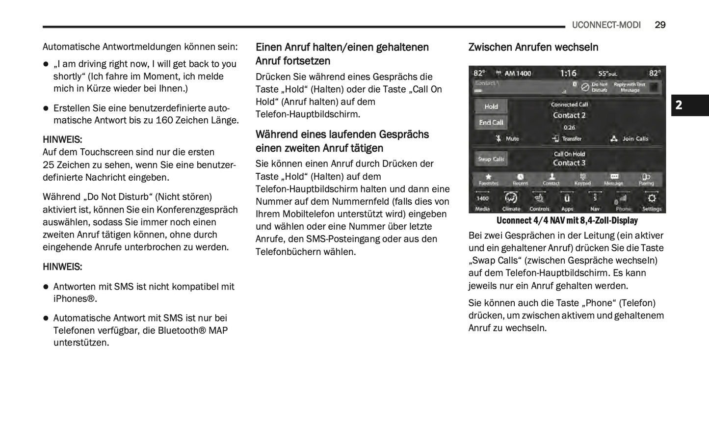 2020-2021 Uconnect Radio 4C/4C Nav Display 8.4" Infotainment Manual | German