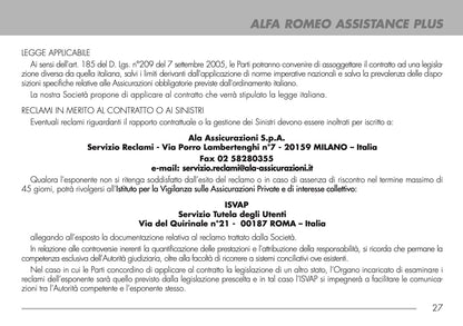 2009-2011 Alfa Romeo Maintenance Book | Italian