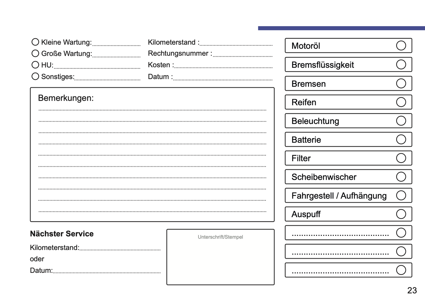 Serviceheft Audi | Deutsch