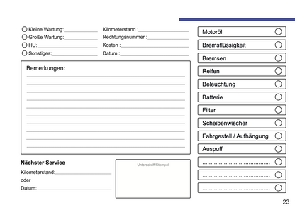 Dacia Maintenance Book | German