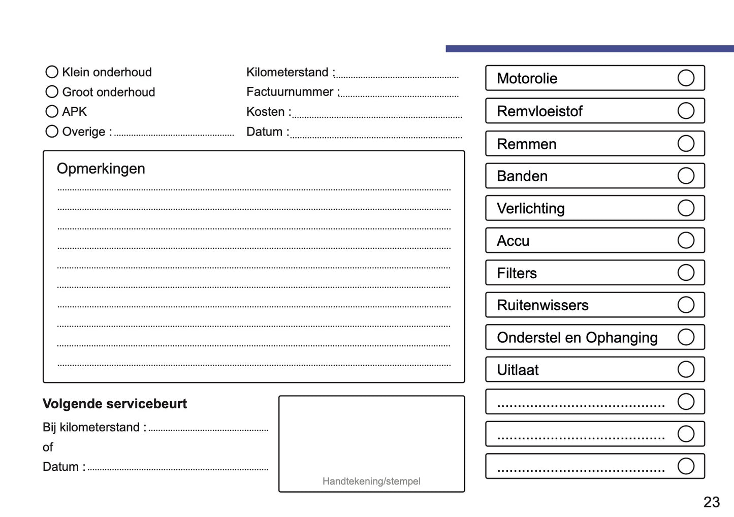 Fiat Maintenance Book | Dutch