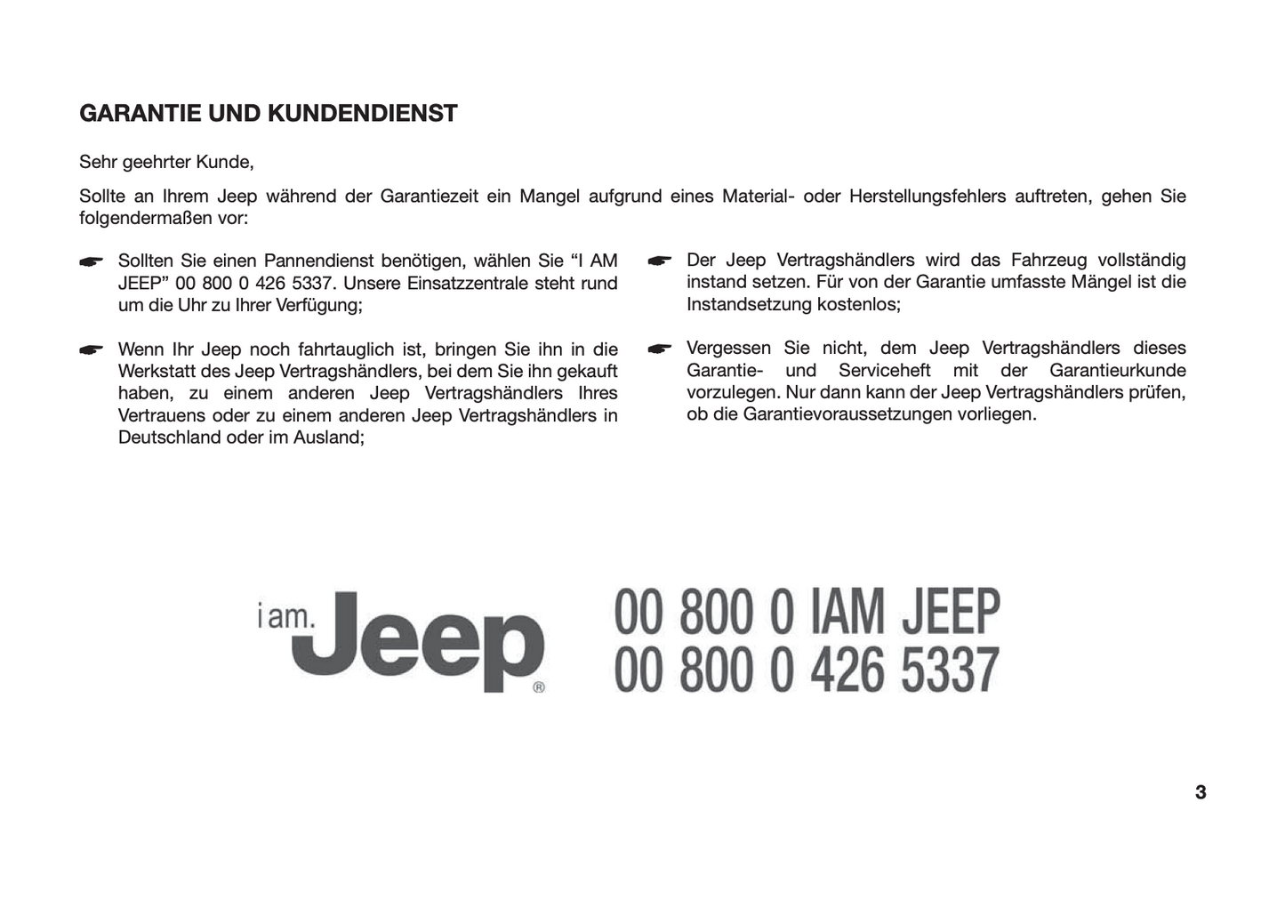 Jeep Warranty & Maintenance Book | German