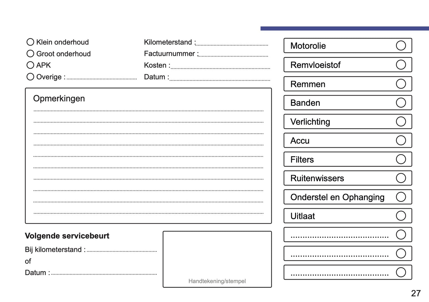 Mini Maintenance Book | Dutch