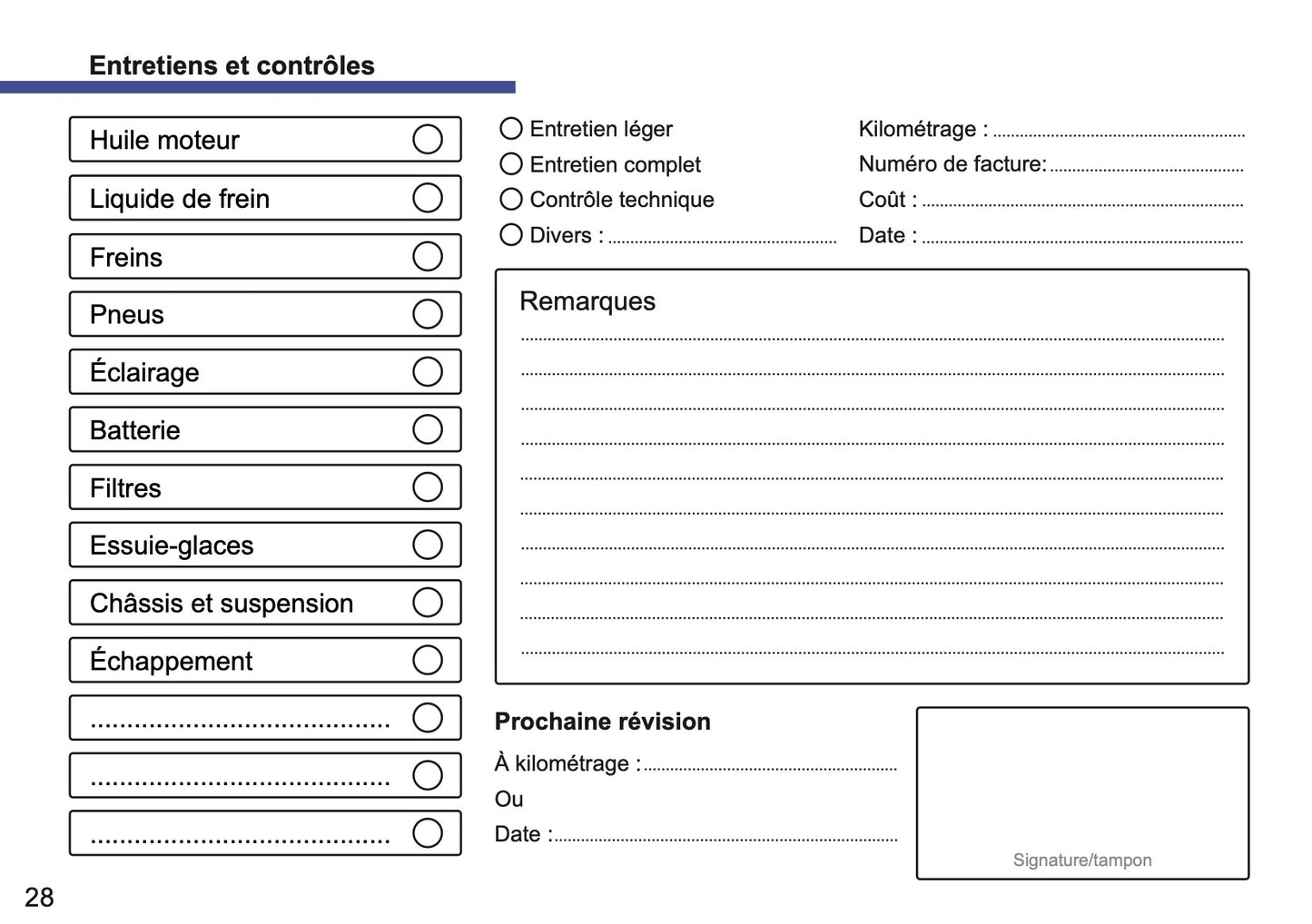 Mazda Maintenance Book | French