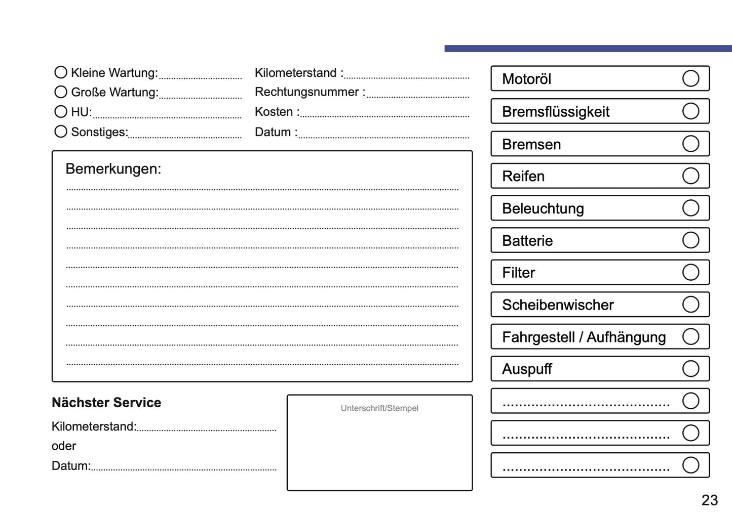 Nissan Maintenance Book | German