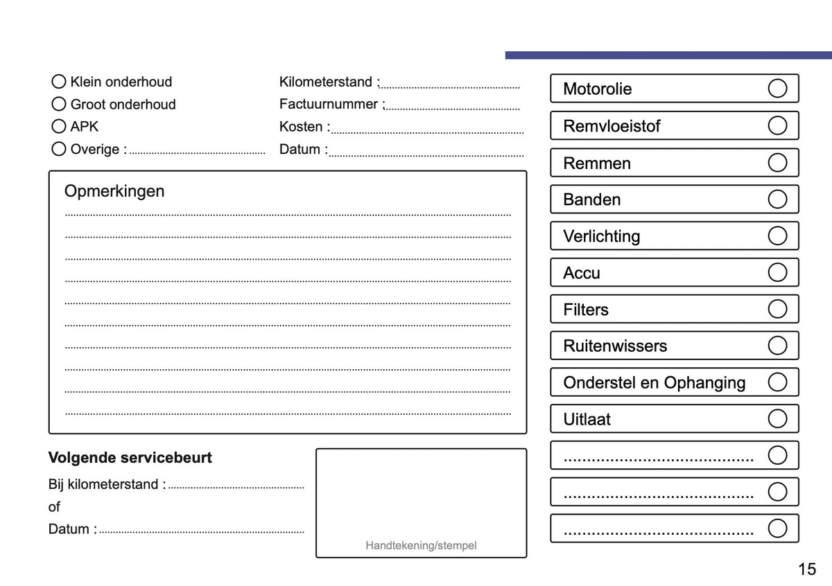 Suzuki Onderhoudsboekje | Nederlands