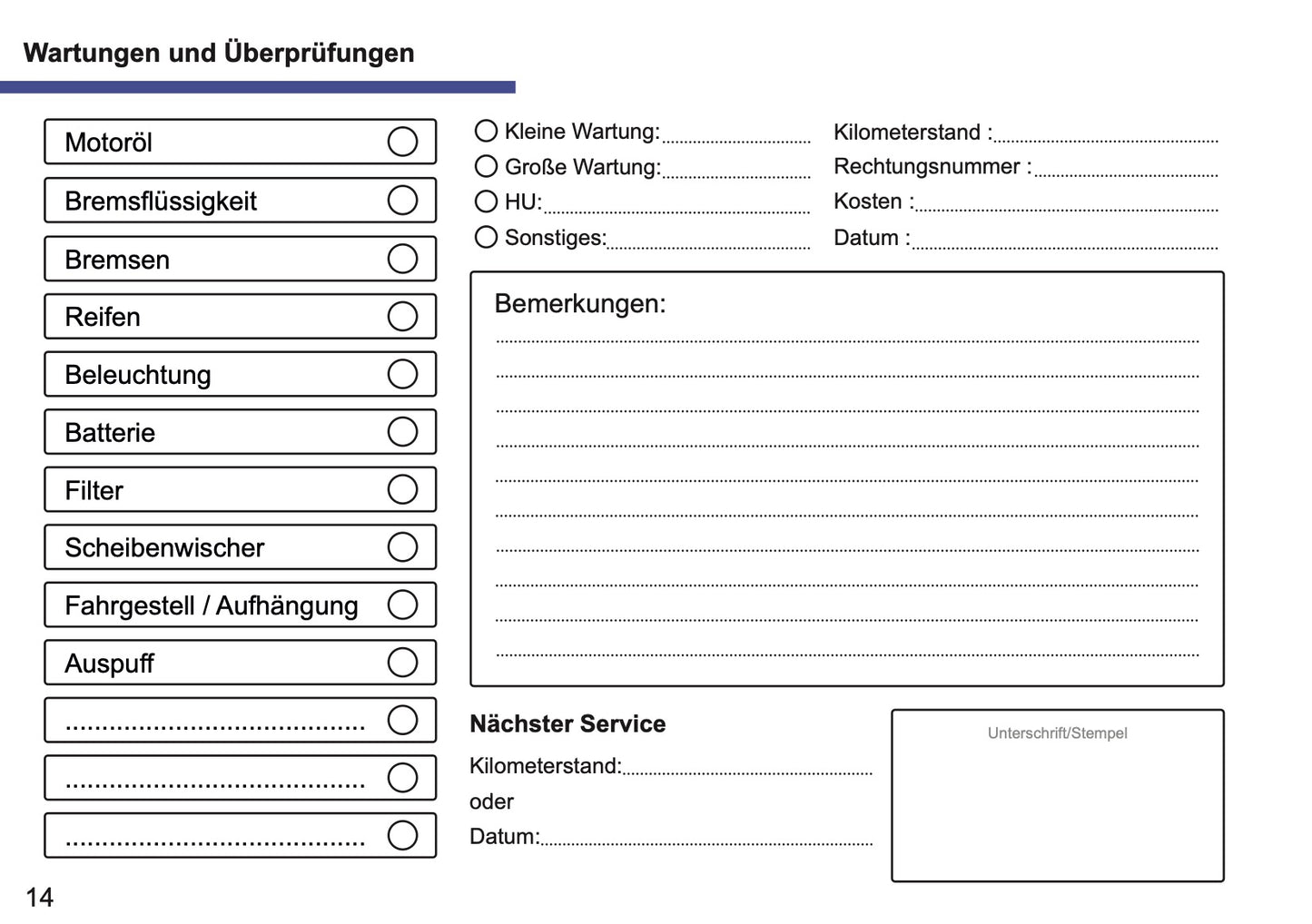 Serviceheft Toyota | Deutsch