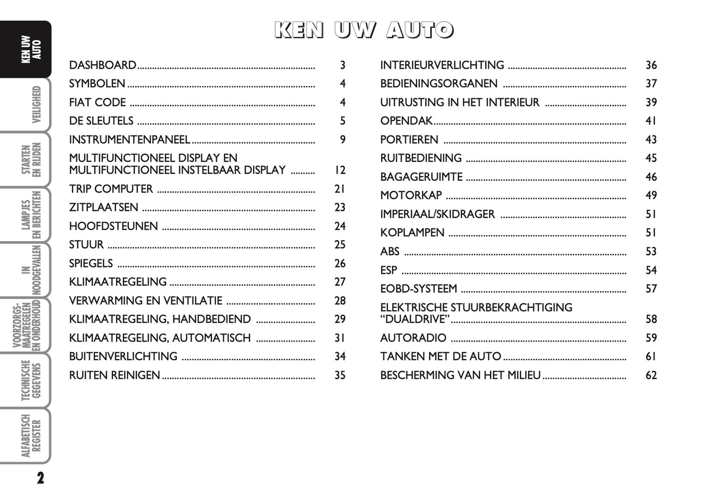2010-2011 Abarth 500 Gebruikershandleiding | Nederlands