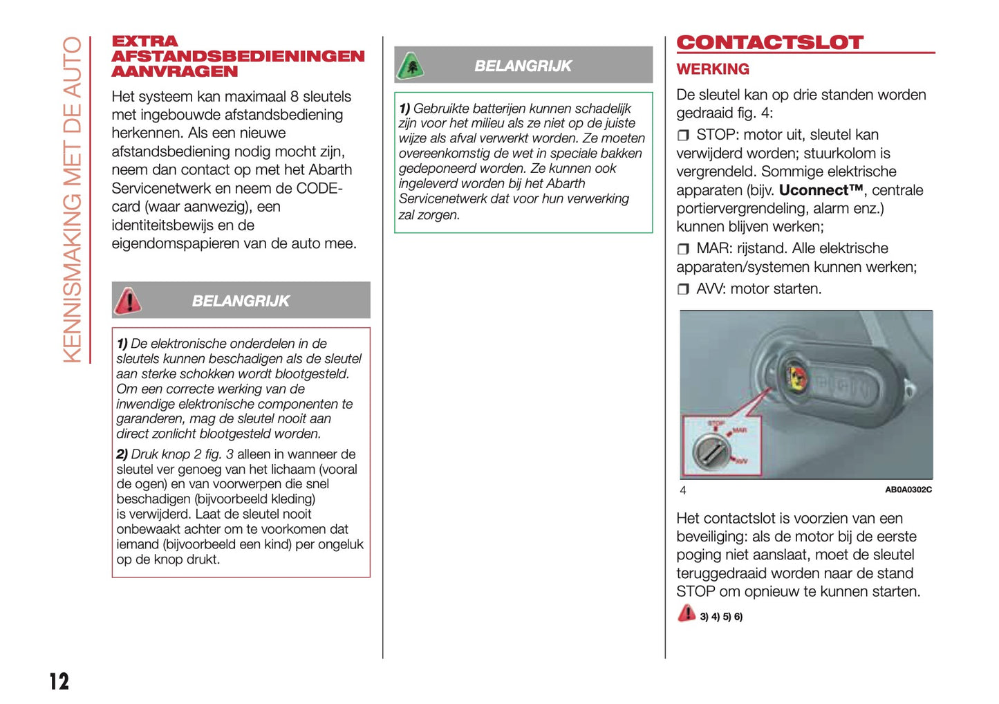 2016-2017 Abarth 500/595 Owner's Manual | Dutch