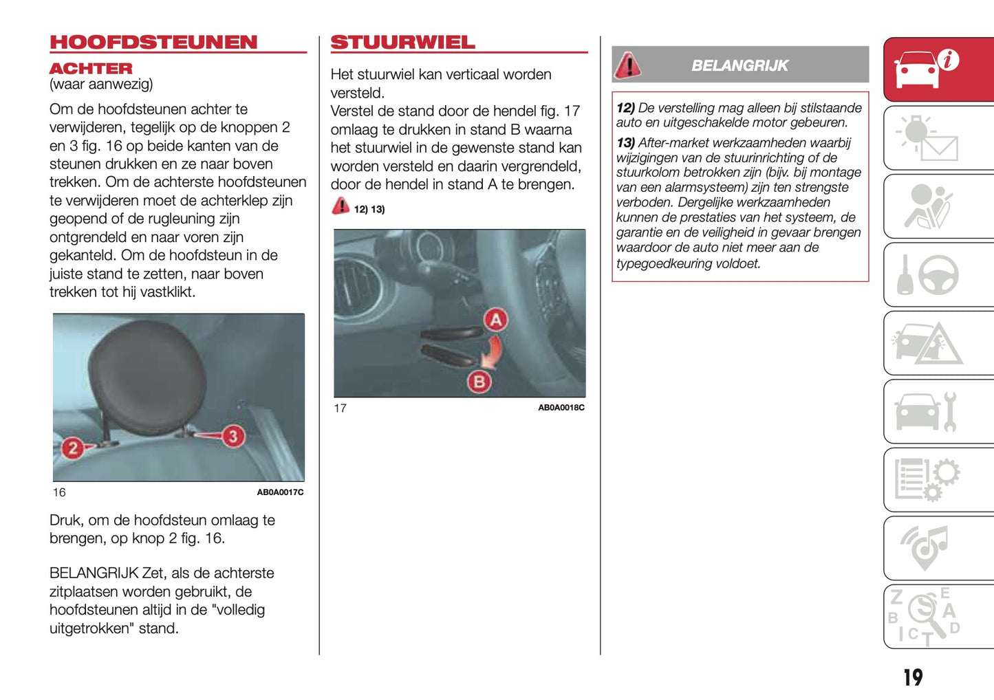 2016-2017 Abarth 500/595 Owner's Manual | Dutch