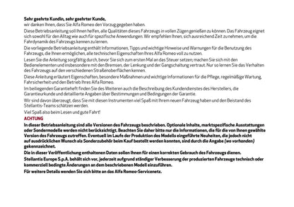 2024-2025 Alfa Romeo Giulia Bedienungsanleitung | Deutsch