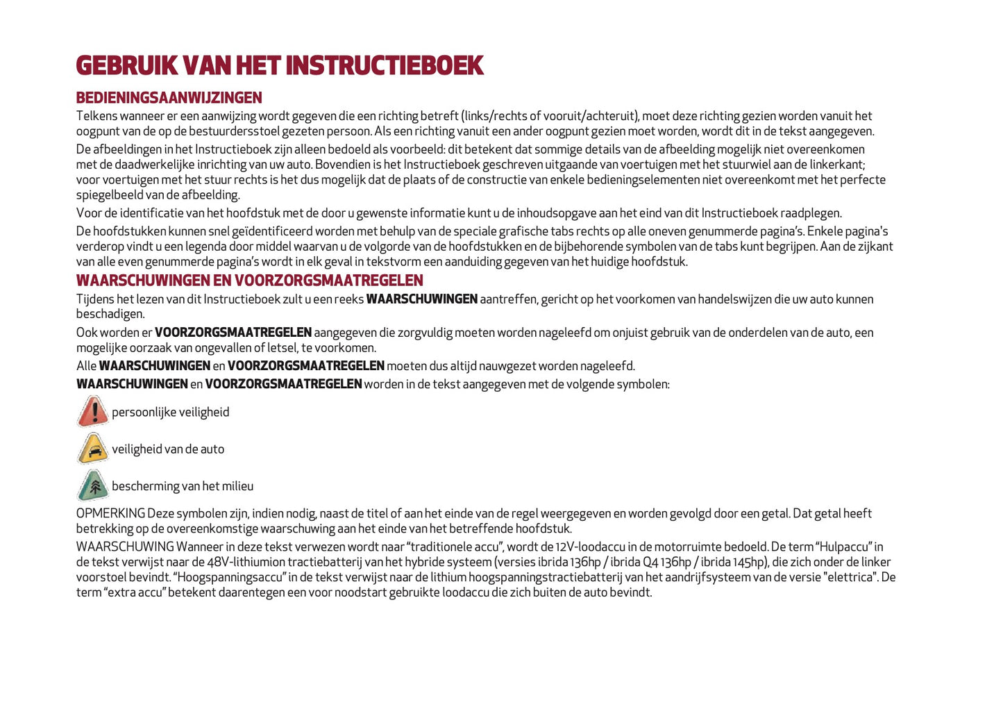 2026 Alfa Romeo Junior Owner's Manual | Dutch