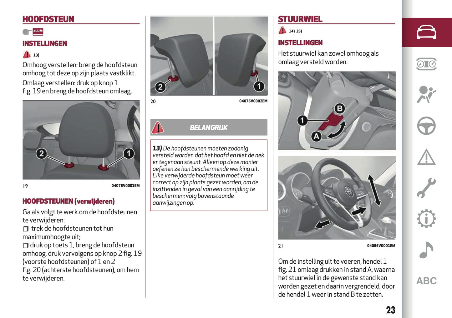2019 Alfa Romeo Stelvio Owner's Manual | Dutch