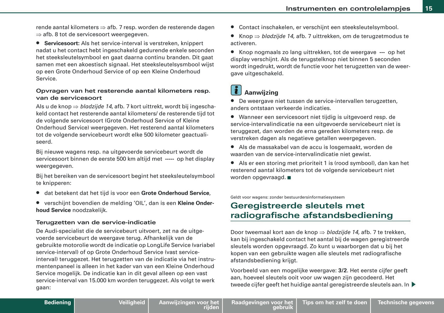 2007-2008 Audi A3 Owner's Manual | Dutch