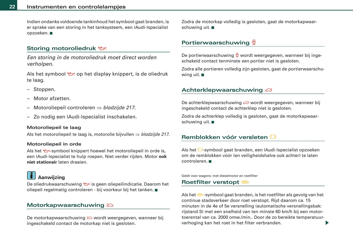 2007-2008 Audi A3 Owner's Manual | Dutch