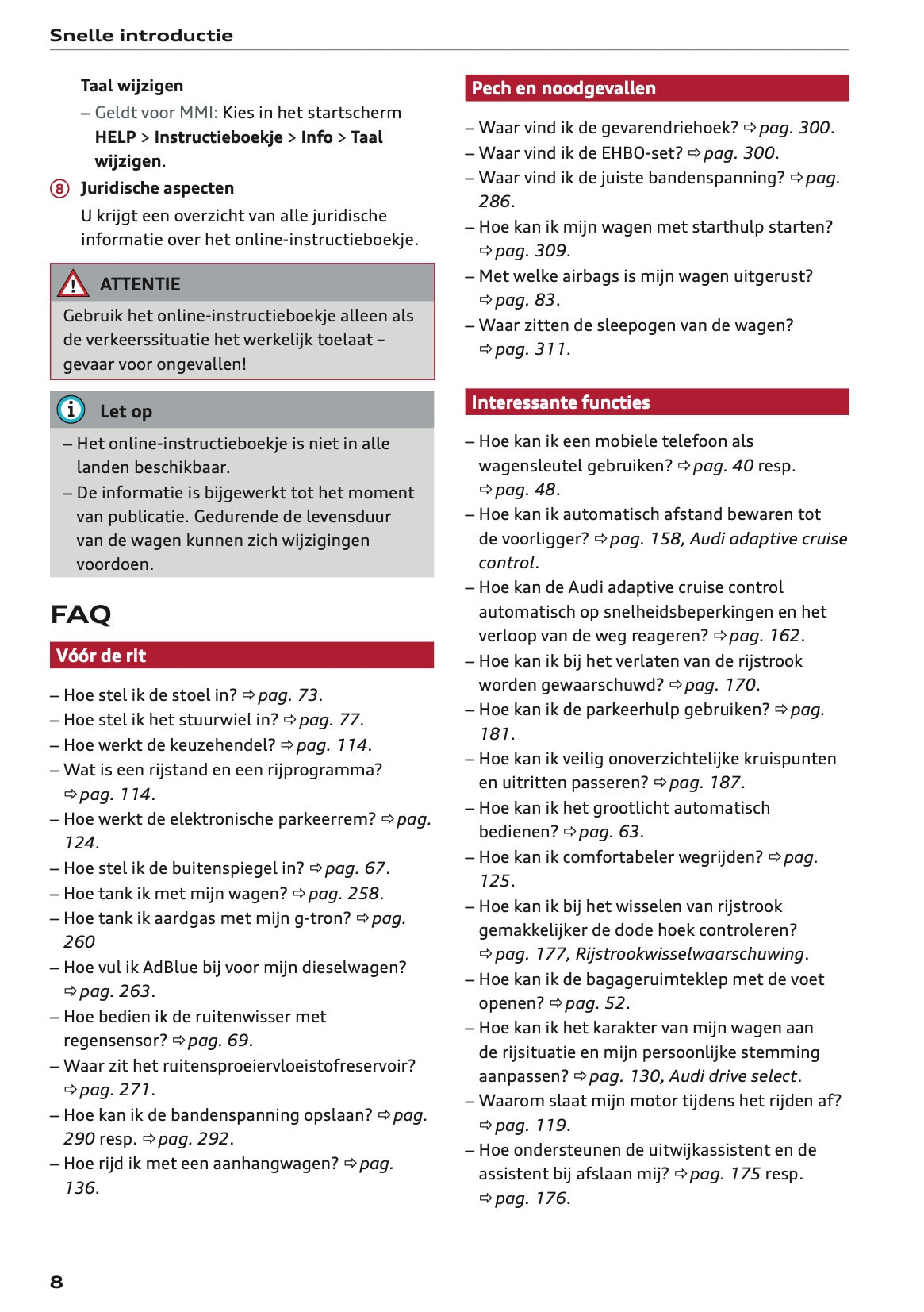 2021-2022 Audi A4 Owner's Manual | Dutch