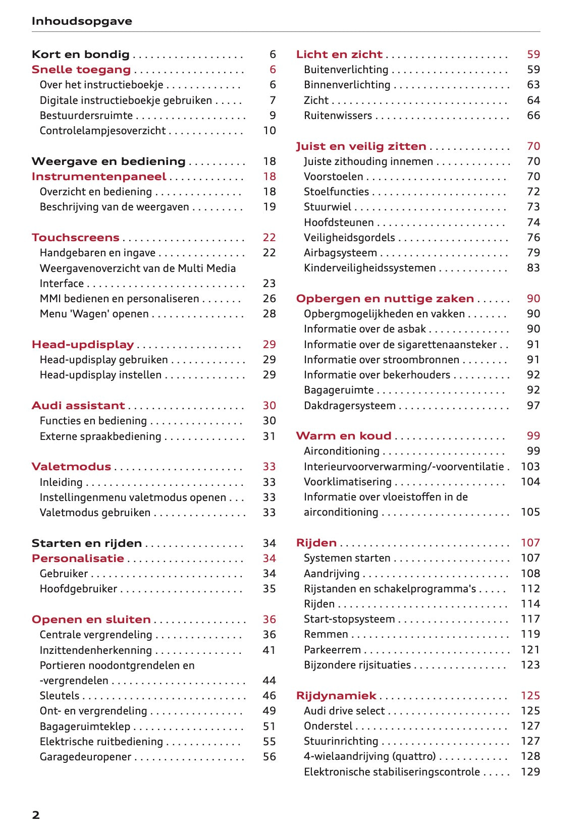 2026 Audi A5 Owner's Manual | Dutch
