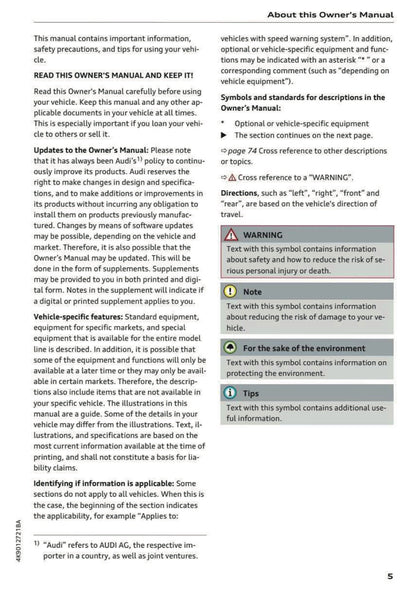 2024 Audi A7 Owner's Manual | English US