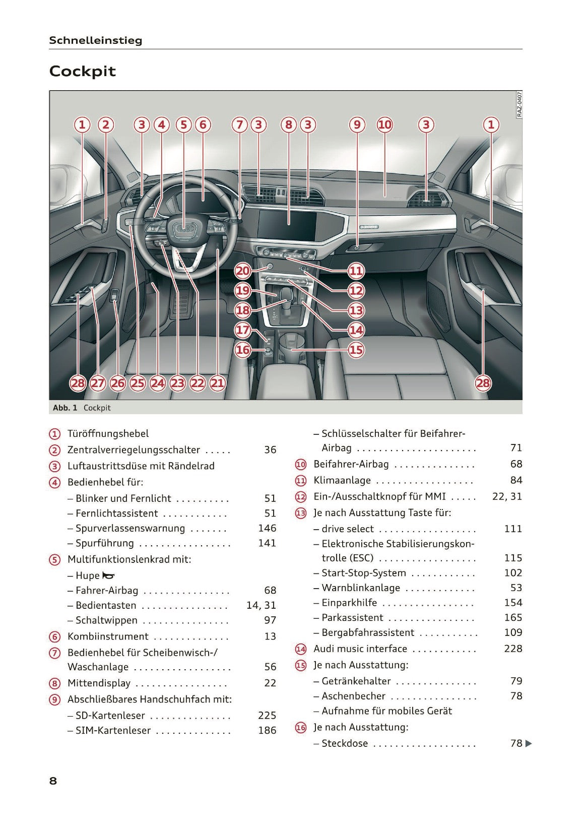 2019-2020 Audi Q3/RS Q3 Owner's Manual | German