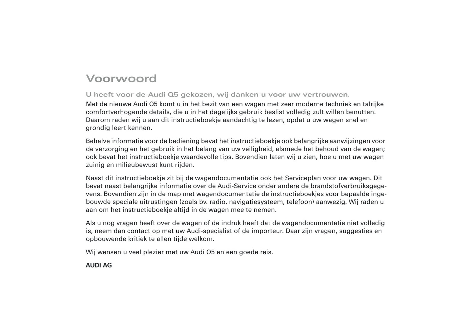 2009 Audi Q5 Owner's Manual | Dutch