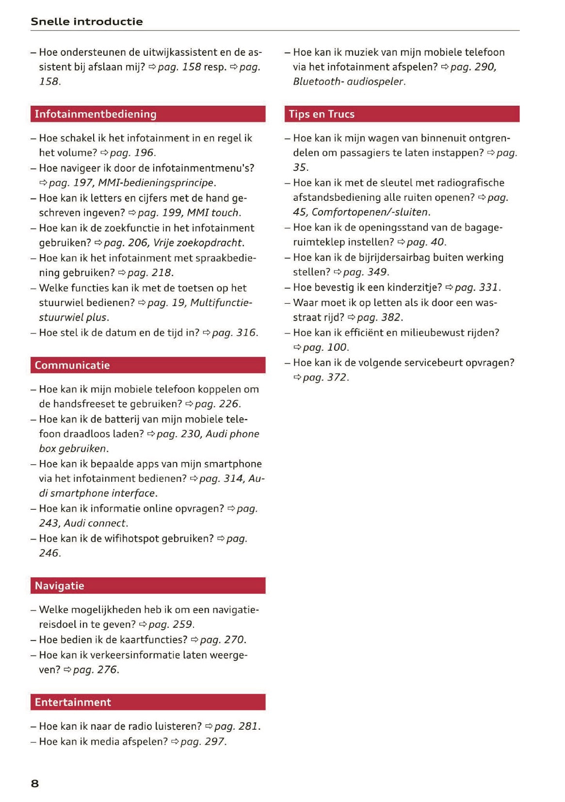 2020 Audi Q5 Owner's Manual | Dutch