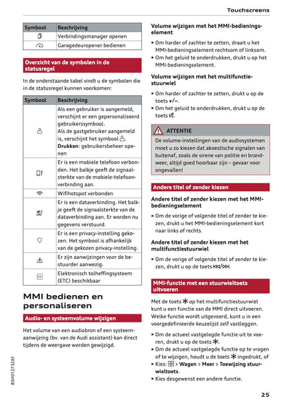 2025 Audi Q6 e-tron Owner's Manual | Dutch