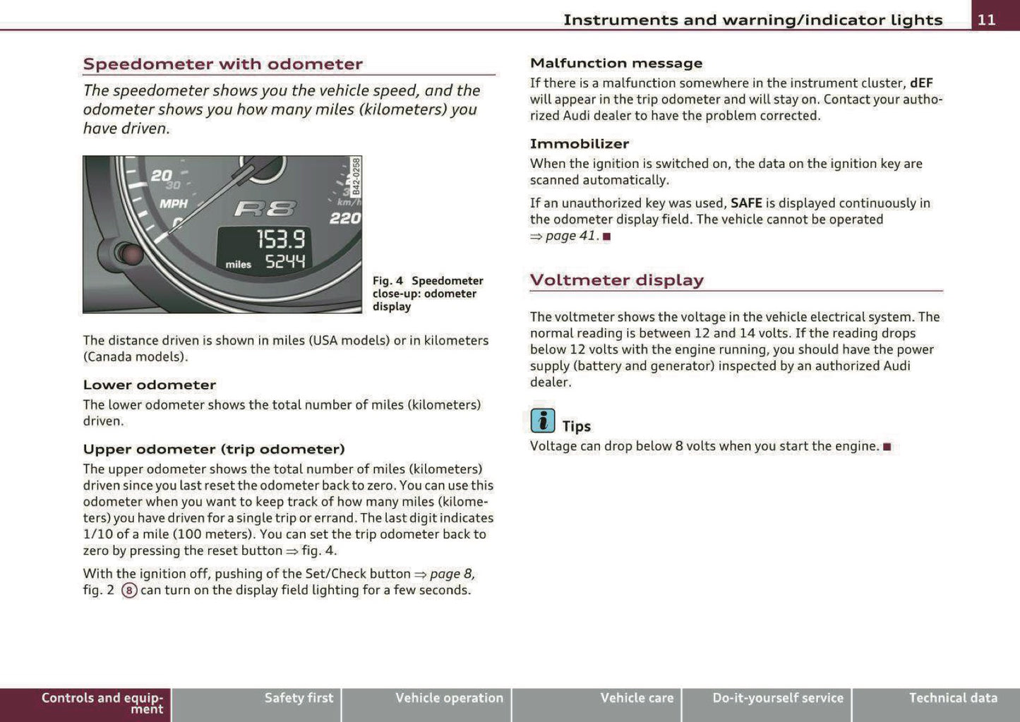2010 Audi R8 Owner's Manual | English US