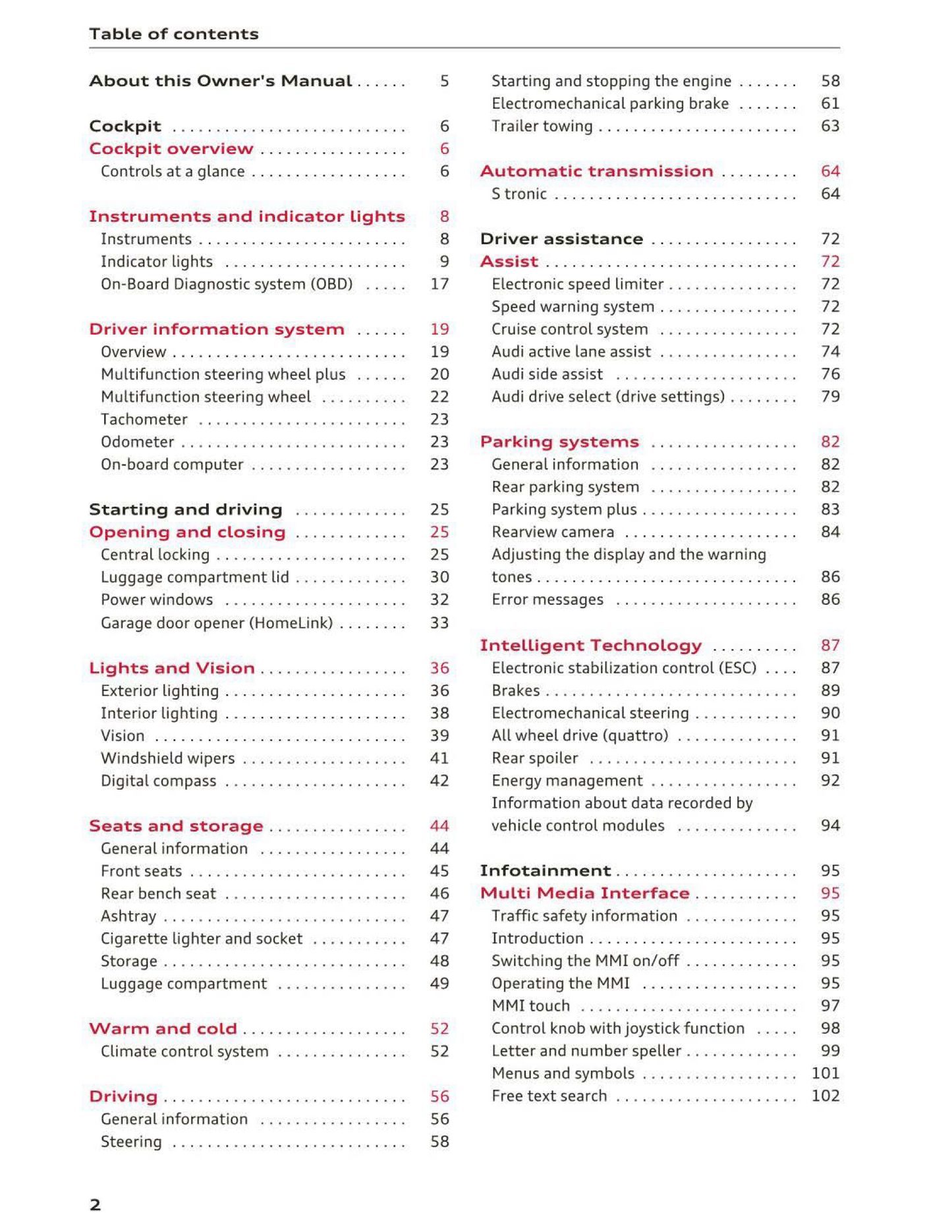 2016 Audi TT/TT Coupe Owner's Manual | English