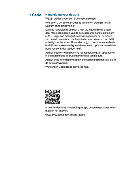 2016 BMW 1 Series Owner's Manual | Dutch