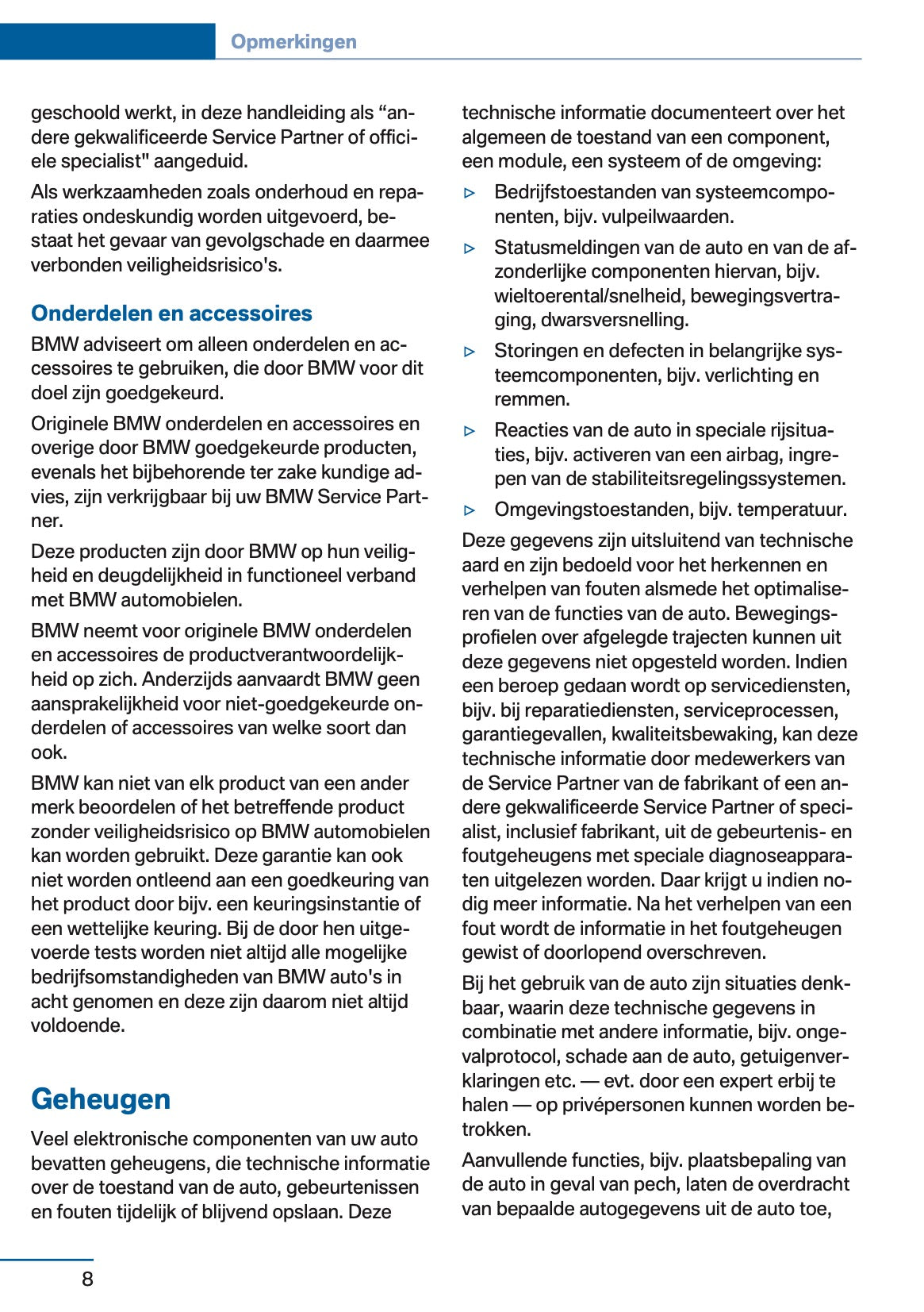 2016 BMW 1 Series Owner's Manual | Dutch