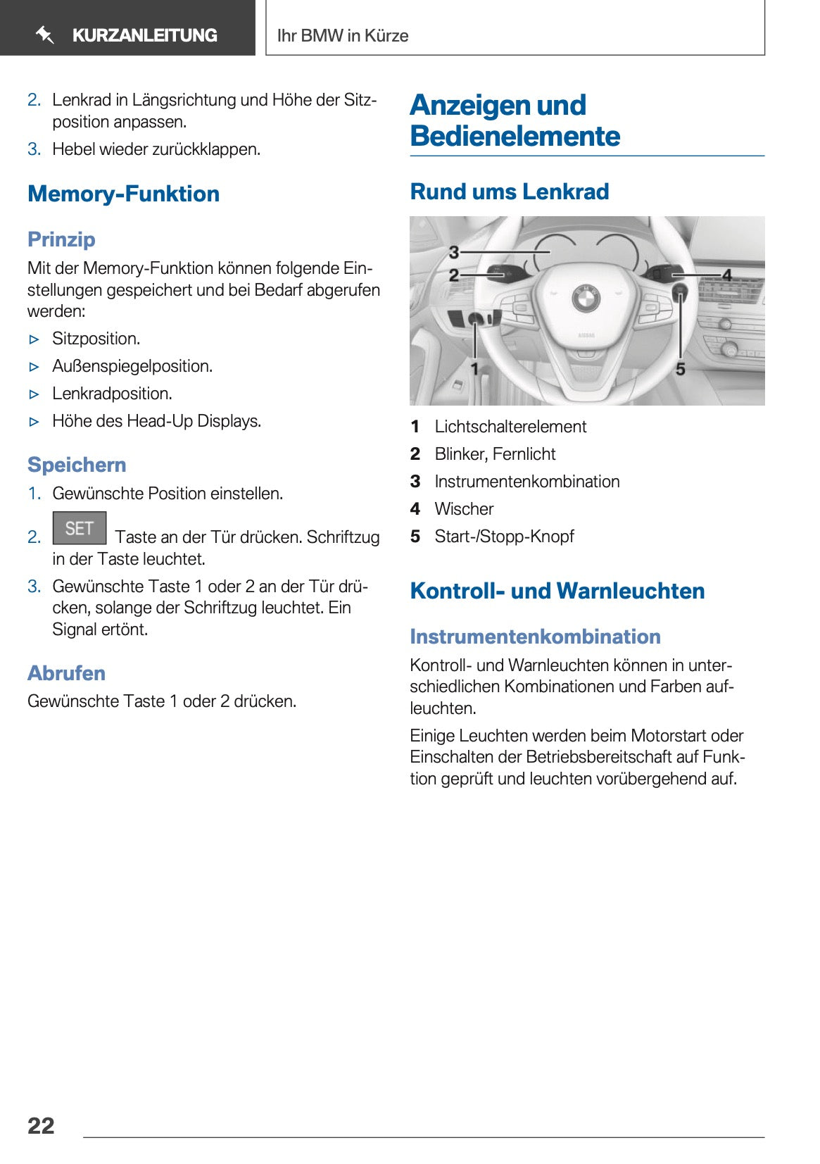 2018 BMW 5 Series Touring Owner's Manual | German