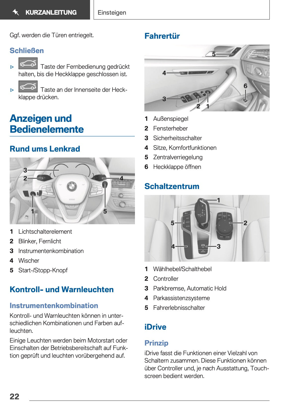 2019 BMW 5 Series Touring Owner's Manual | German