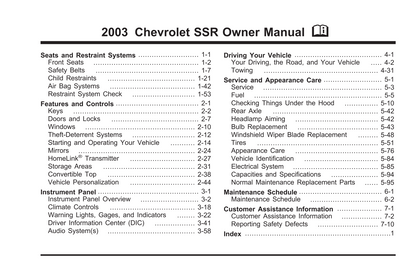 2003 Chevrolet SSR Bedienungsanleitung | Englisch