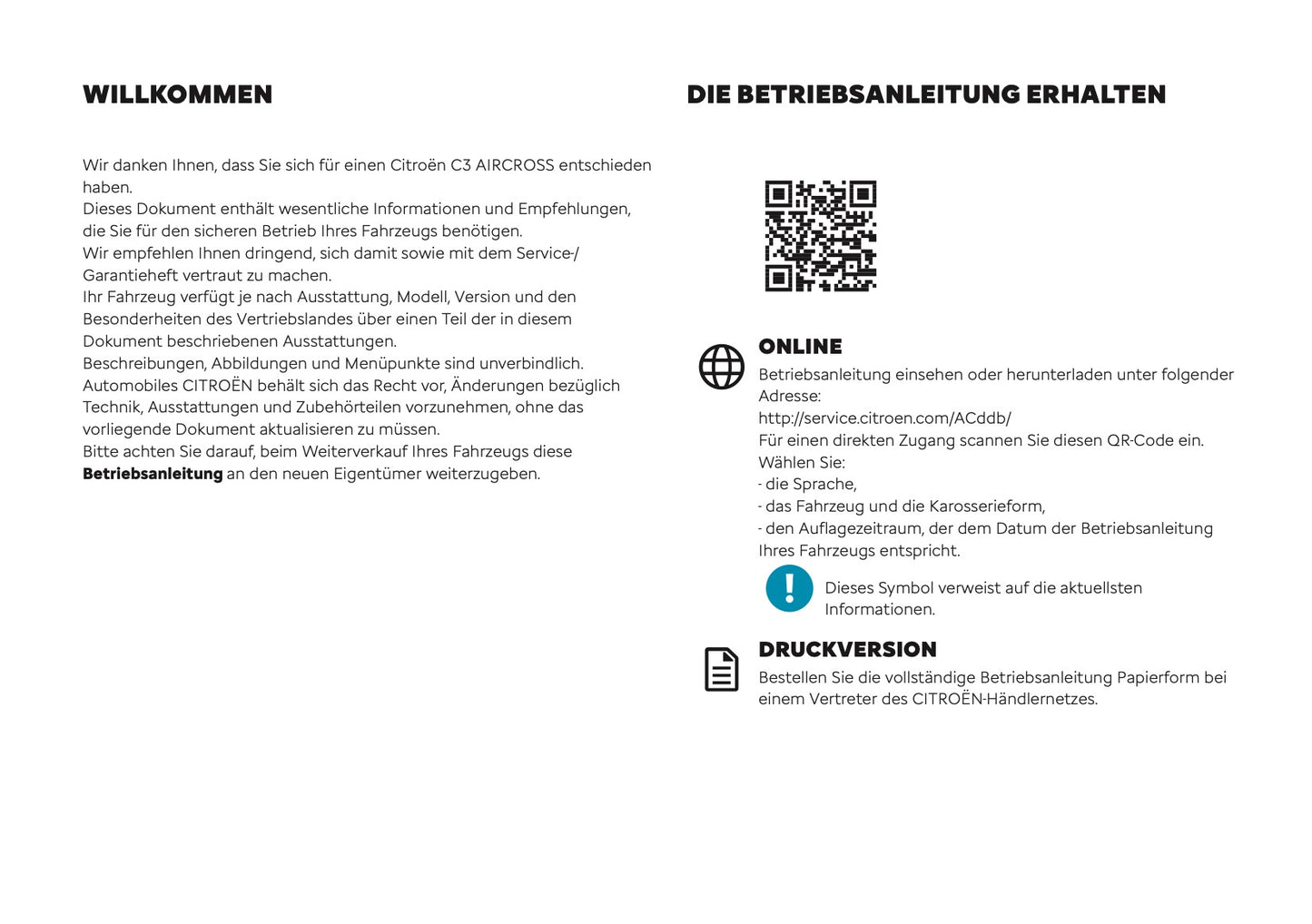2026 Citroën C3 Aircross Owner's Manual | German