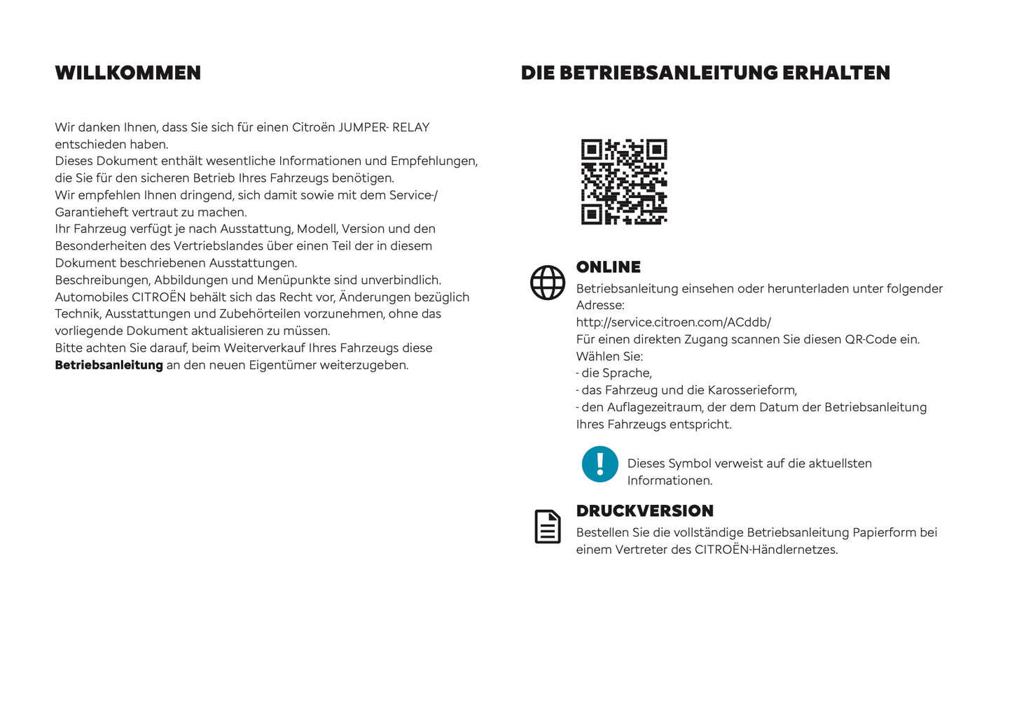 2025-2026 Citroën Jumper/Relay Owner's Manual | German