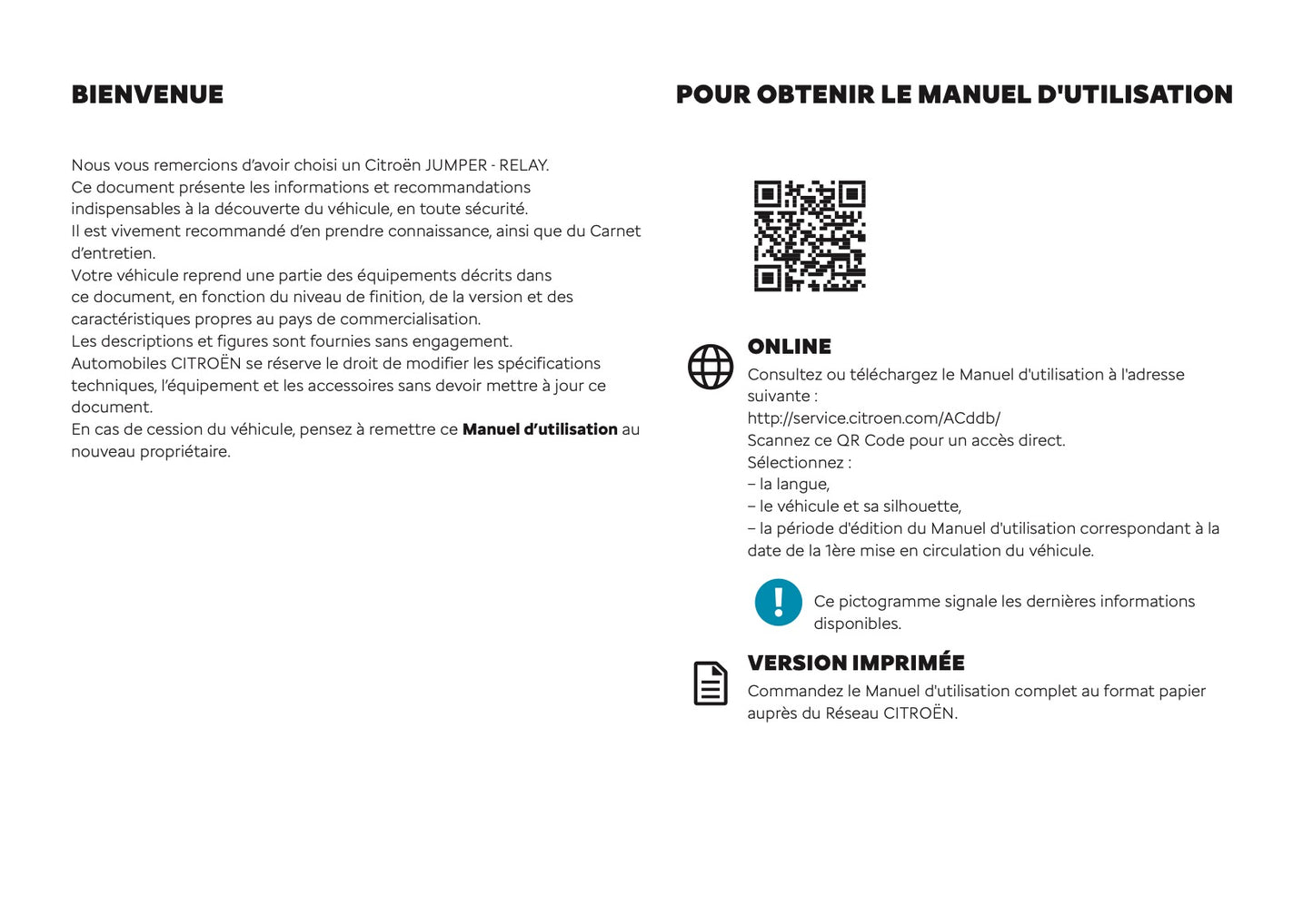 2025-2026 Citroën Jumper/Relay Manuel du propriétaire | Français