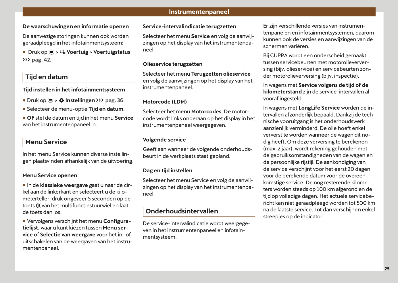 2024-2025 Cupra Formentor Owner's Manual | Dutch